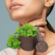 image for is peppermint good for sore throat post with lady holding her throat and peppermint plant