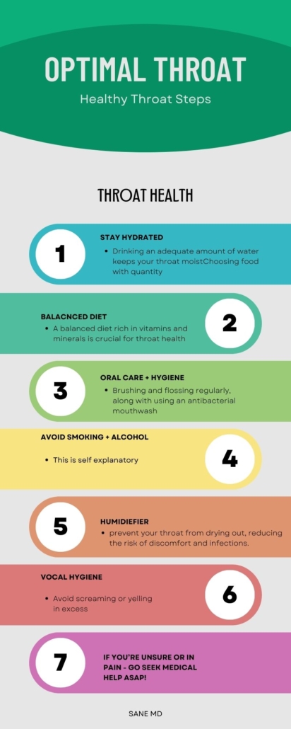 7 Optimal throat health steps infographic